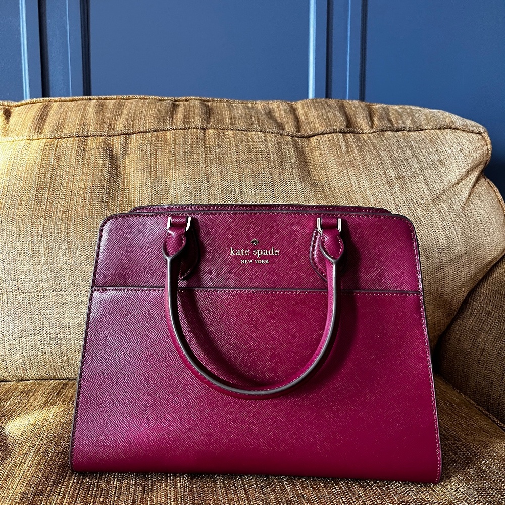 Kate Spade Madison Saffiano Leather Medium Satchel, Blackberry Preserves